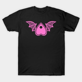 Planchette with Wings - Pink on Black T-Shirt